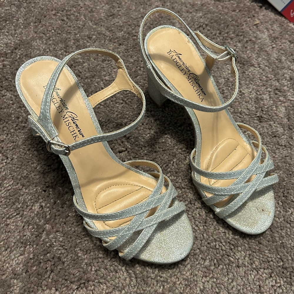 Silver chunk heels